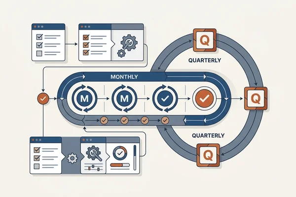Maintenance loop showing monthly and quarterly recurring tasks